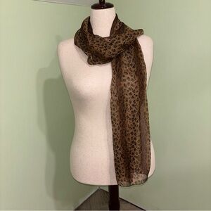 VTG Leopard Print Sheer Chiffon Rectangle Scarf Boho Y2K Made In Korea 66”x19.5”